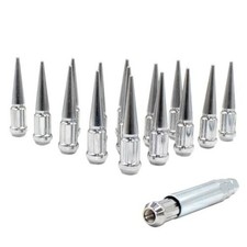 20 Pcs Thread Spike Spline 3.35" Long Lug Nuts Car Spline Hex 1/2"-20 Chrome