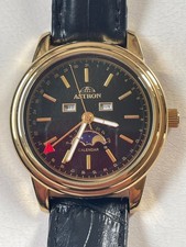 Astron Calendar Herren Armbanduhr mit Tag Monat Mondphase Anzeige
