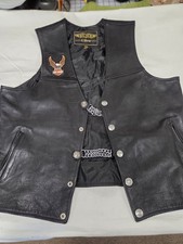 Motorcycle Vest Black Leather vest with patches XXL