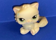 Littlest Pet Shop  328 White Grey Sitting Persian Cat Green Eyes Blemished