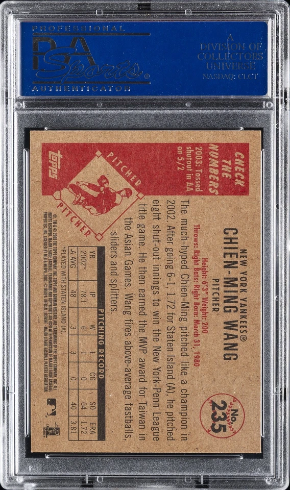2003 BOWMAN HERITAGE RAINBOW #235 CHIEN-MING WANG ROOKIE RC PSA 8.5 - Image 2 of 2