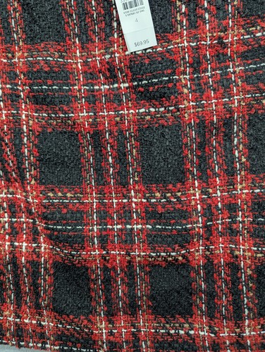 Loft rot schwarz weiß Tweed Quadrate Minirock seitlicher Reißverschluss adrett Gr. 4 gefüttert Neu mit Etikett - Bild 3 von 8