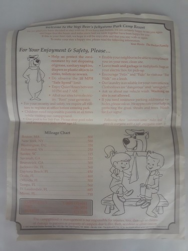 Vtg 1992 Yogi Bear Jellystone Park Camp Resort Paperwork Lumberton NC Tickets  - Picture 8 of 11