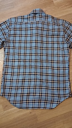 Circle of Gentlemen Shirt Mens 17.5 Blue Plaid Spread Collar Long Sleeve Dress - Picture 12 of 18