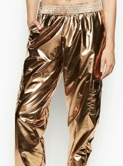 Pantalon Jogger Cargo Brillant Victoria's Secret Sport - Bleu Métallique Taille M - Neuf Avec étiquettes