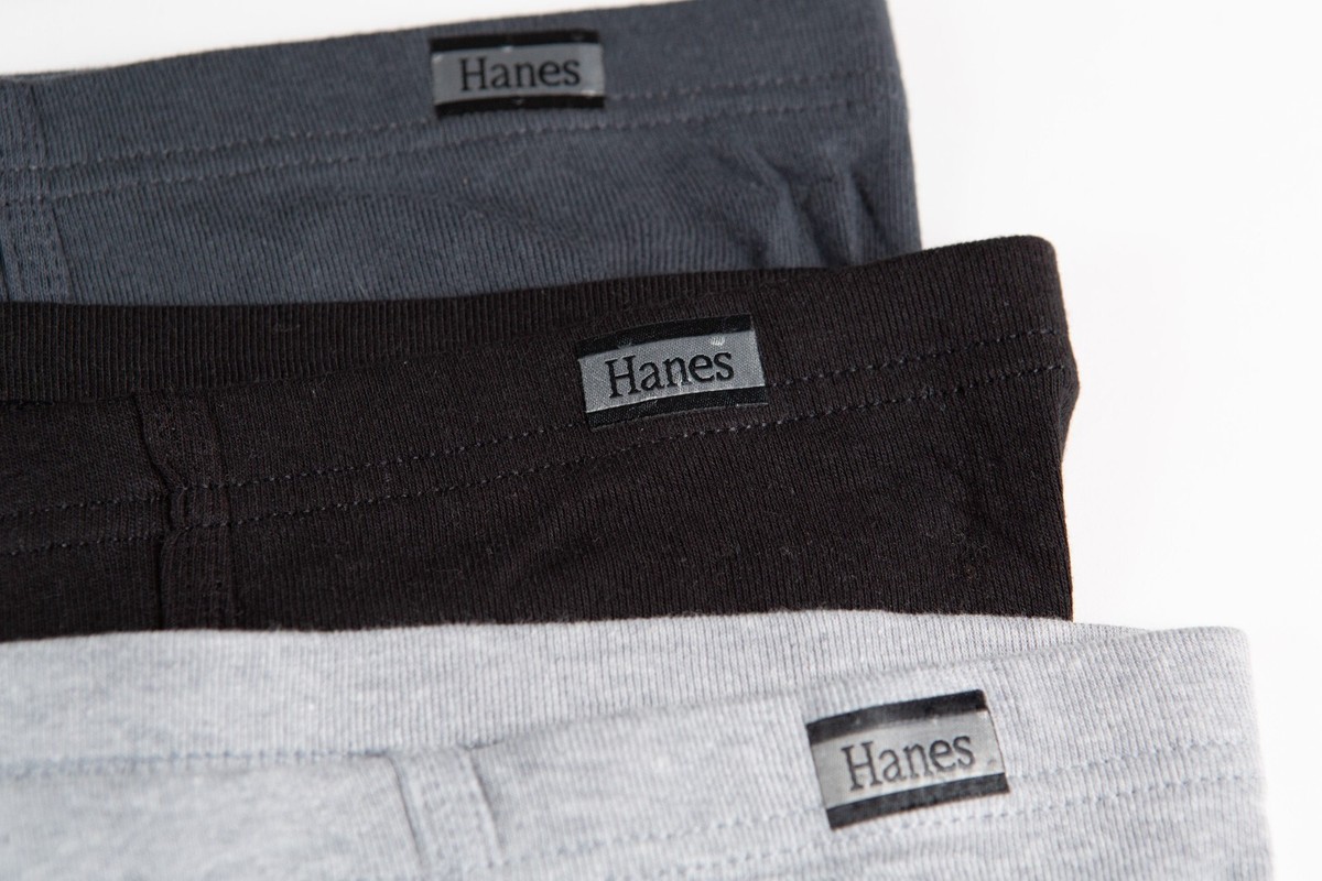 3 Hanes Grey Briefs / High Waisted Underwear - Men's Large