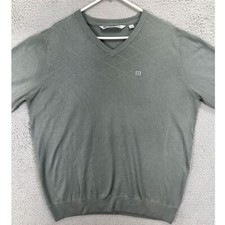 Travis Mathew V-Neck Sweater Adult XL Grey Nylon Blend Pullover Long Sleeve Mens