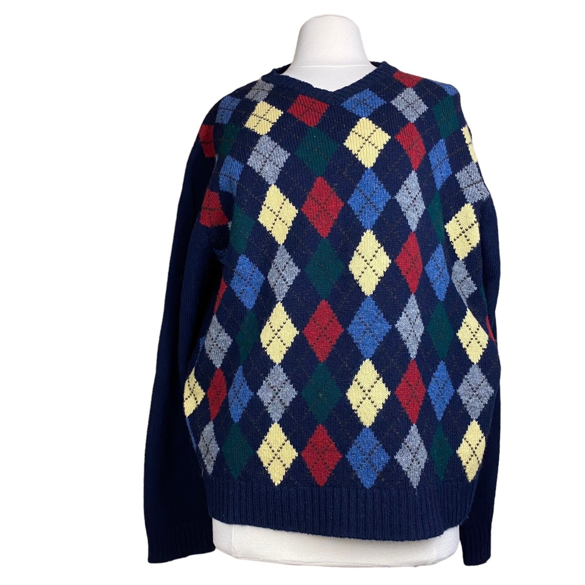 【90’s OLD GAP】Shetland Wool Hand Knit Vintage 90s GAP Shetland Wool Crewneck Sweater Navy Blue