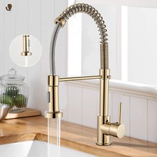Modern Mono Pull Out Twin Kitchen Mixer Tap Sink Dual Spout Spray Single Lever