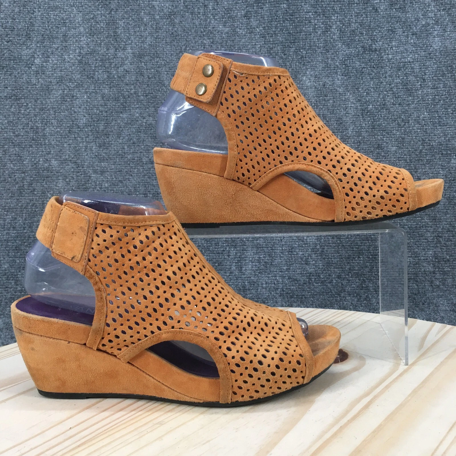 VANS Sandali VAN ELi donna 8 N casual zeppa traforata slingback pelle scamosciata marrone