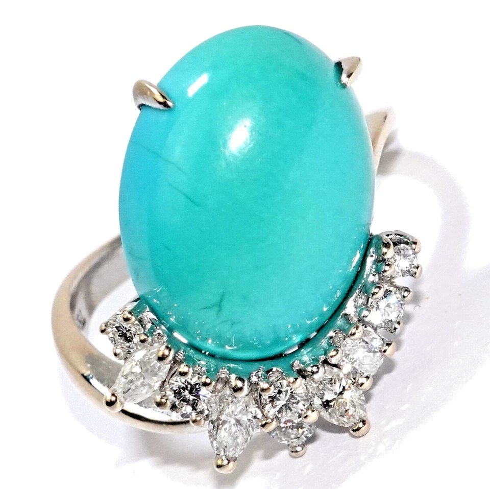 Ring Gold Türkis 7,35ct. Diamanten 0,50 Gr.55/17,5mm 750/18K 7,3g