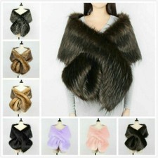 Damen Winter Kunstpelz Schal Bolero Stahl Warm Weich Hochzeit Umhang