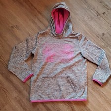 Under Armour Hoody Girls Size YLG Youth Large Gray Purple Sweatshirt EUC