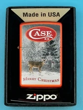 2024 Case Cutlery Merry Christmas Buck Red Metallic Zippo Lighter NEW
