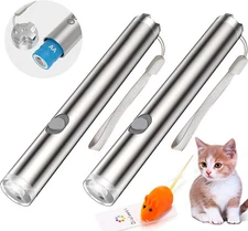 2 Pcs Cat Laser Toy Led Pointer Pen Visible 2 in 1 Cat Pet Toy Red UV Flashlight