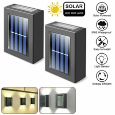 Outdoor Solar 2 LED Deck Lights Path Garden Patio Pathway Stairs Step Fence Lamp