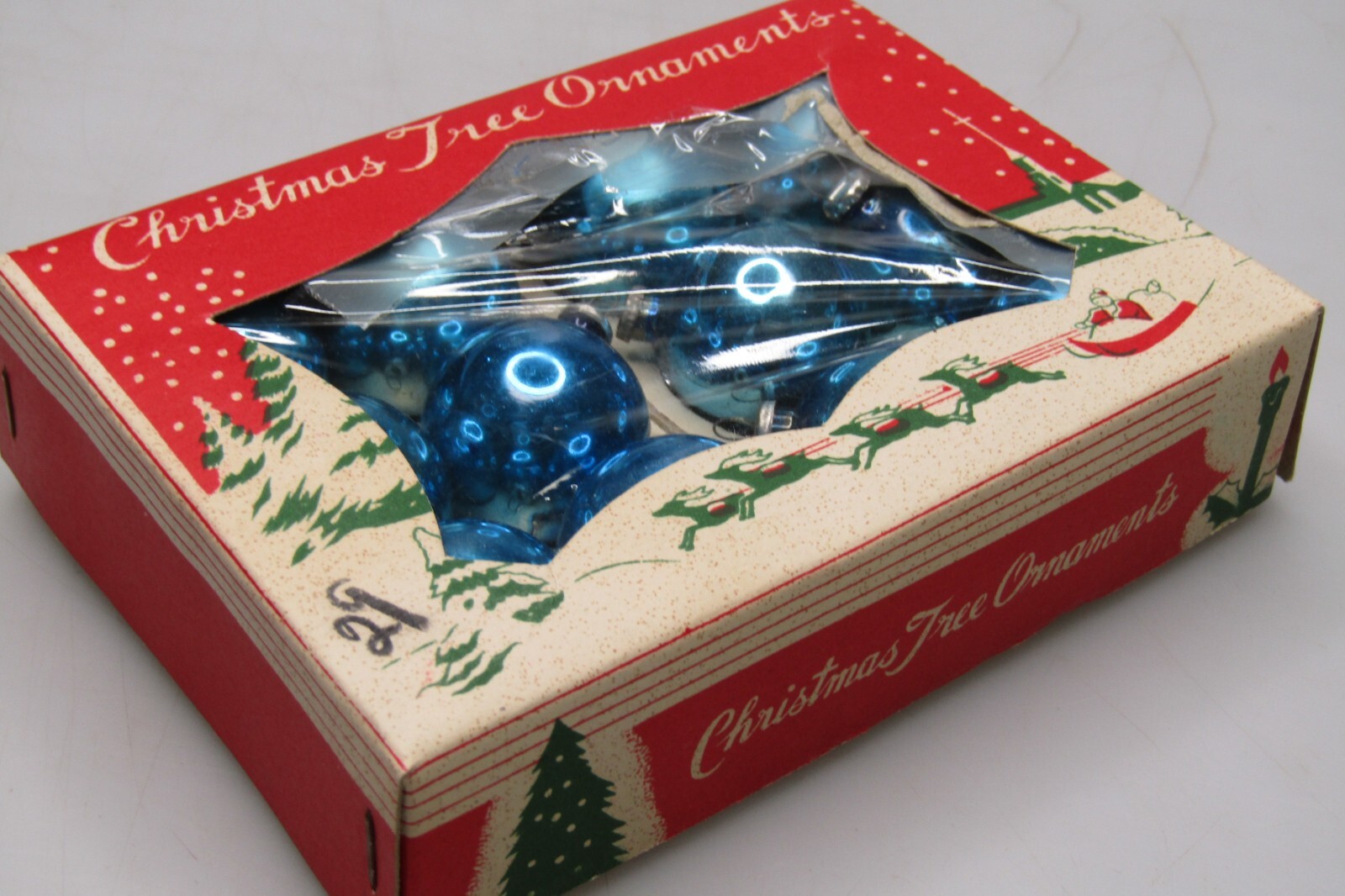 Lot Vintage Glass BLUE BALL Feather Tree Mini Christmas Ornaments Japan