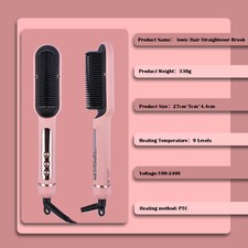 Negative Ionic Hair Straightener Brush w/9 Temp Setting 30s Fast Heating SUPBERC