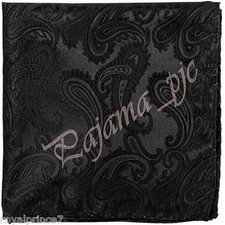Paisley Handkerchief Only Pocket Square Hanky BLACK Wedding Party