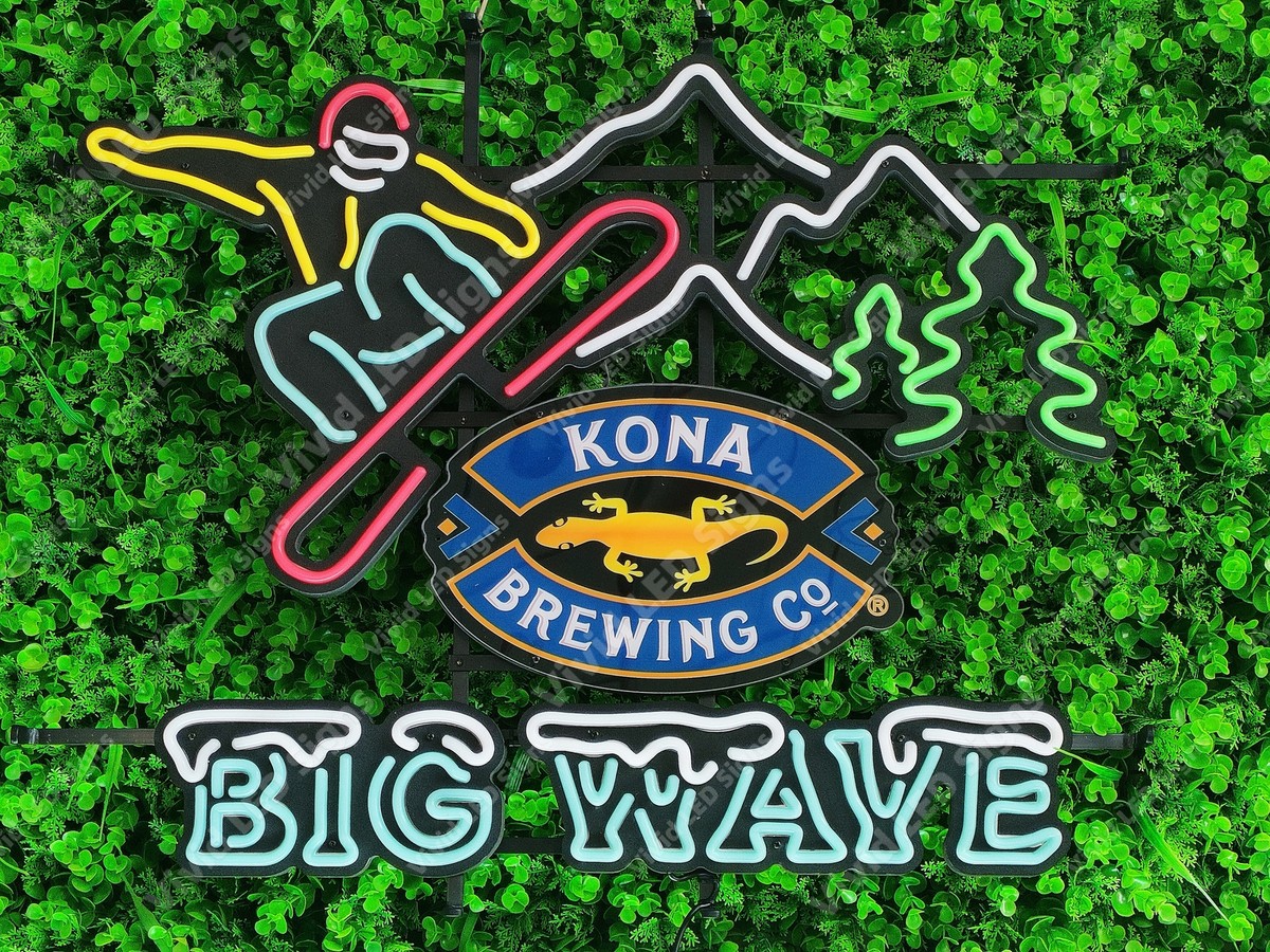 Kona Brewing Beer Big Wave Skiing Vivid LED Neon Sign Light Lamp