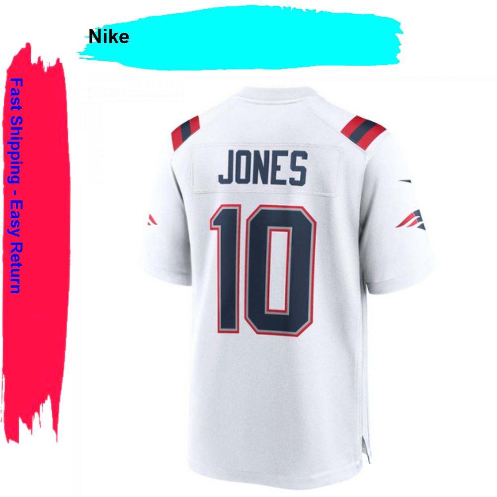 Nike Mac Jones Mens New England Patriots Player Game Jersey, White