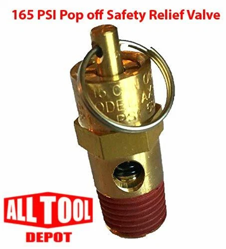 ALL TOOL DEPOT New 1/4" NPT 165 PSI Air Compressor Relief Pressure Safety Valve, Tank Pop Off