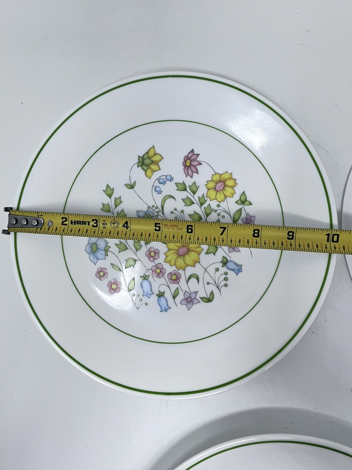 Corelle Meadow Dinner Plate 10-1/4" Green Trim Vitrelle