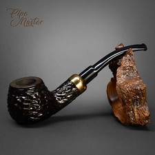 Mr. Brog HAND MADE WOODEN TOBACCO SMOKING PIPE  24  Bent Army Rustic SandBlasted