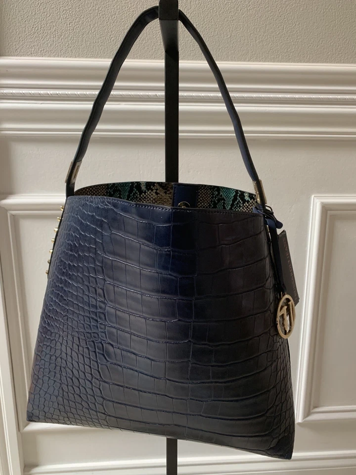 TRUSSARDI JEANS Hobo Bolsillos 2 BOLSAS COLOR AZUL - Súper lindo con bolsillo - Nuevo con etiquetas Viaje Foto 2 de 4