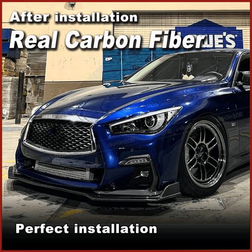 For Infiniti Q50 Sport Sedan 2018-23 REAL CARBON FIBER Front Bumper Lip Spoiler - Bild 2 von 11