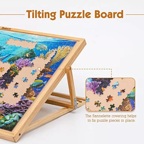 Becko Adjustable Wooden Puzzle Board Jigsaw Puzzle Plateau Puzzle Easel for