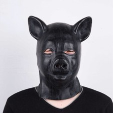 Role-Play Full Head-Mask Hood Cover Soft Padded Latex Rubber Puppy
