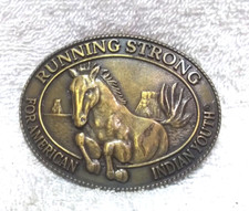 Running Strong For American Indian Youth Gold Buckle Center Horse Billy Mills EC
