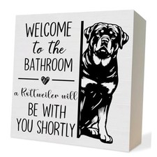 Bathroom Wooden Box Sign, Rottie Dog Bathroom Decor Gifts for Women Rottweiler