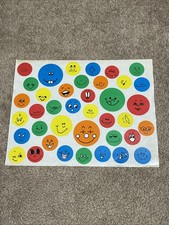 Vintage Highlights Magazine Smiley Face Sticker Sheet Primary Colors Teacher Stu