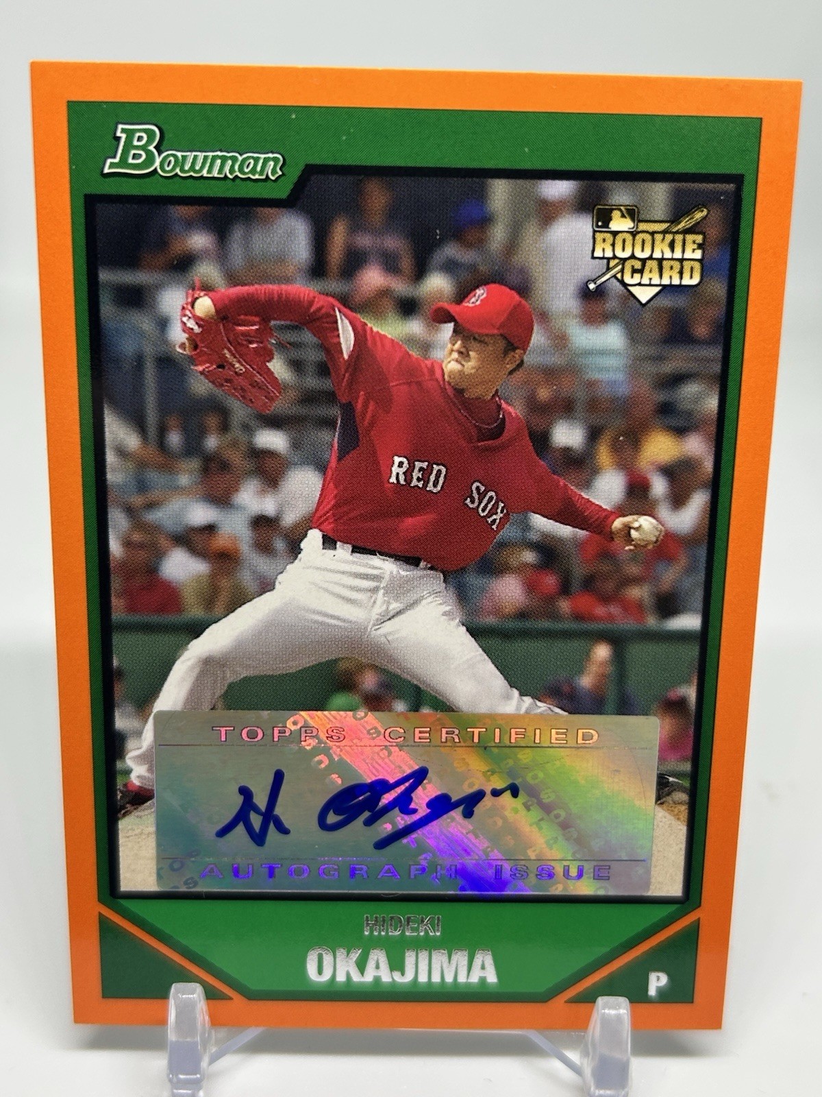 2007 Bowman Black Hideki Okajima Orange /250 #219 Kanji Auto RC Red Sox