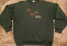 VINTAGE TULTEX CREW SWEATSHIRT REINDEER SEASONS GREETINGS GRAPHIC MENS XL