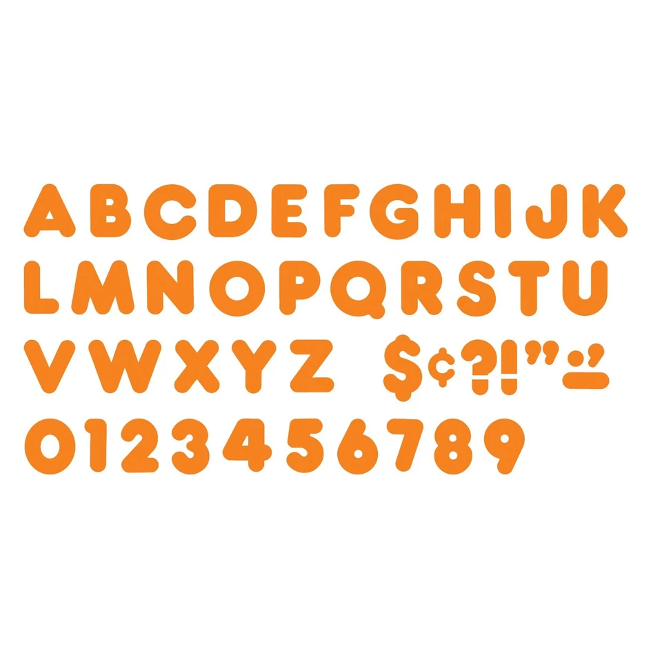Small Orange Decorative Magnet Letters Set 50 Uppercase 10 Numerals Punctuation - Image 2 of 3