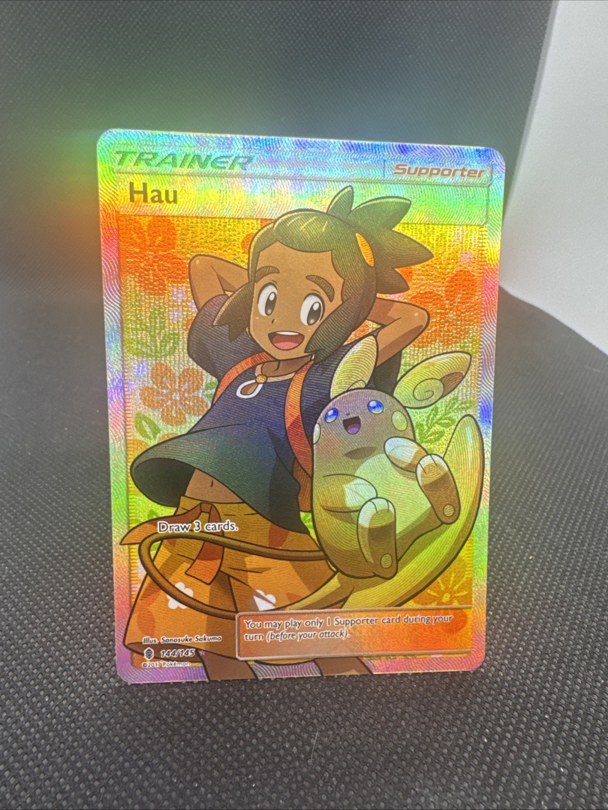 Pokemon 2017 Hau (Full Art) Ultra Rare Holo - Guardians Rising SM02 144/145 NM