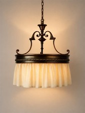 Art Nouveau Ring Pendant Light with Calico Skirt antique vintage lighting(56286)