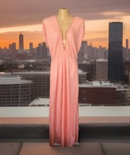 Vintage Donna Richard For Gilligan  O  Malley Nightgown Sz Large Pink Nylon Maxi