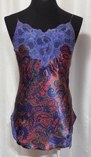 Vintage Victoria s Secret Gold Label Paisley Lace Chemise Slip Dress Sz S