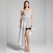Love Point Pin Up Style Polka Dot Bustier Dress With Train
