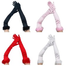 Long Sleeves Show Gloves for Women Satin Gloves Stretchy Elbow Length