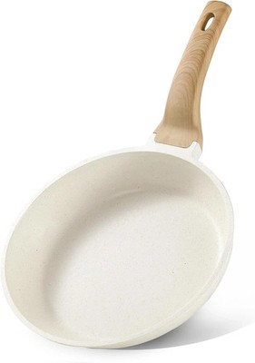 CAROTE Non Stick Frying Pans,Nonstick Granite Fry Pan Egg 8, Cream White