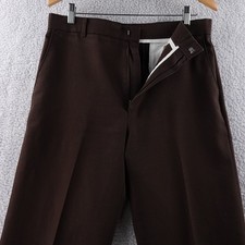 Vintage Levis Action Slacks Mens Brown Polyester Flat Front Pants W33 L32