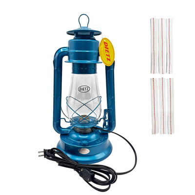 LOM: Dietz #80 Blizzard Blue Oil Lantern w/ Electric Conversion Kit & Wick