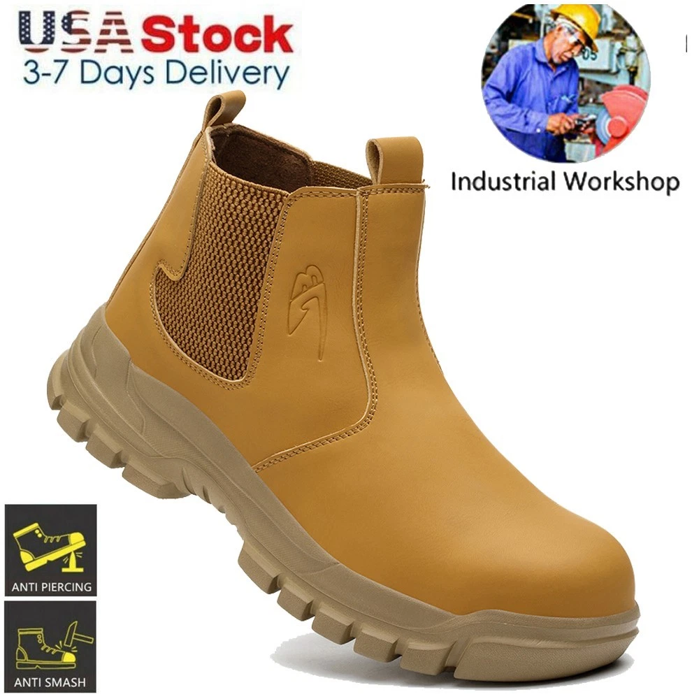 Men's Safety Work Boots Steel Toe Protective Shoes Water Resistant Soft Boots