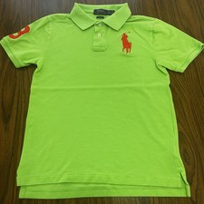 Youth Polo Ralph Lauren Shirt Big Pony Boys Neon Green Short Sleeve Sz L 14-16