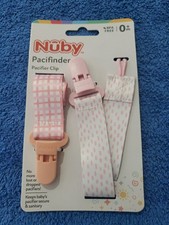 Nuby Printed Pink Cloth Pacifinder Clip 0 Months BPA Free